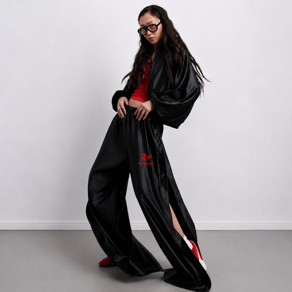 Saten Oversize Ceket (Siyah)