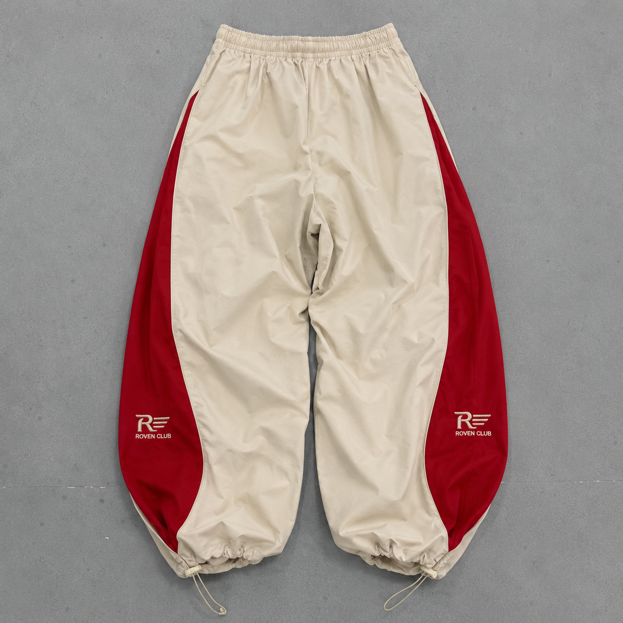 Roven Club Wide-Leg Pantolon — Bej/Kırmızı