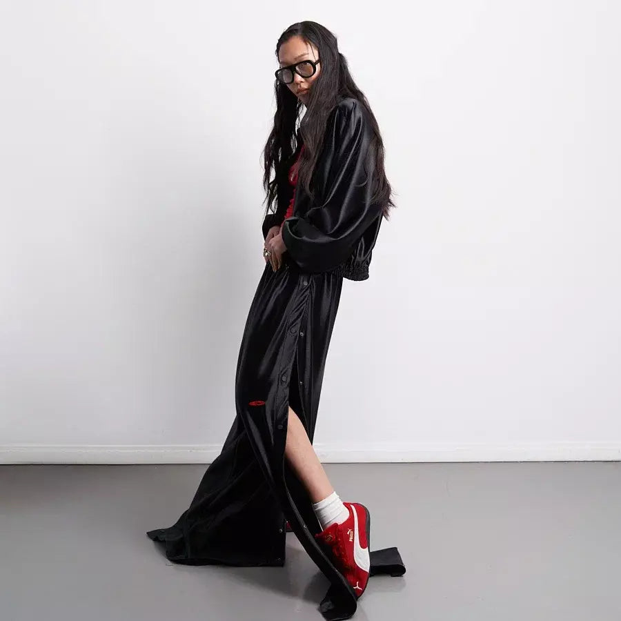 Saten Oversize Ceket (Siyah)