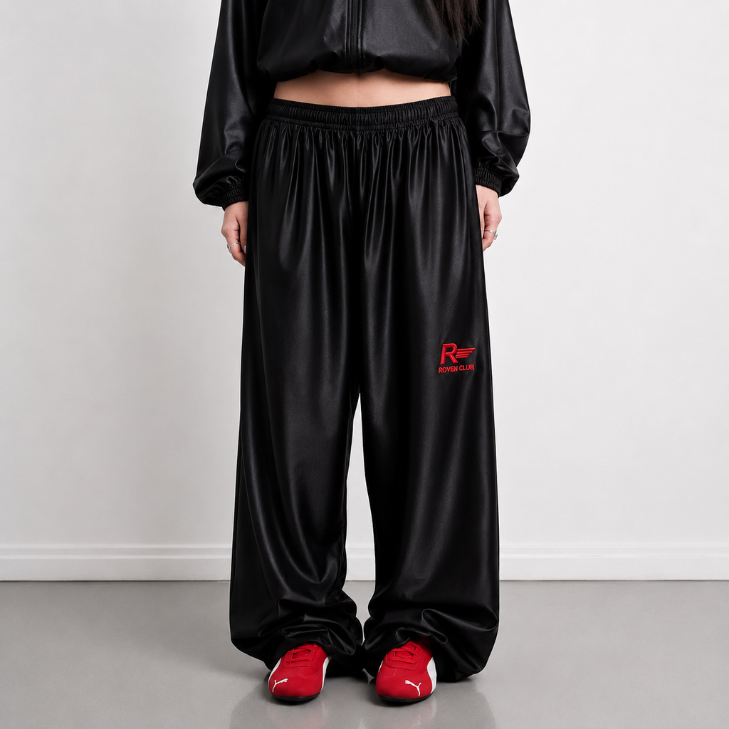 Rugan Wide-Leg Pantolon (Siyah)