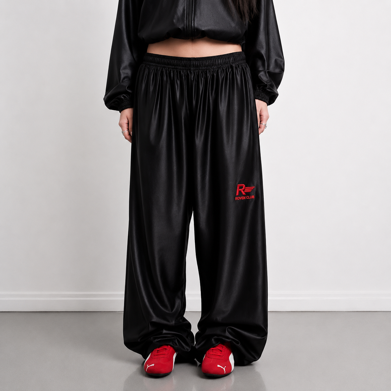 Rugan Wide-Leg Pantolon (Siyah)