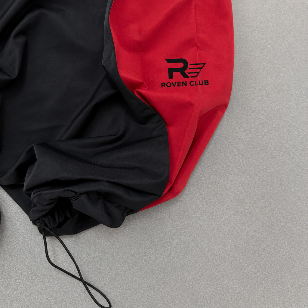 Roven Club Wide-Leg Track Pantolon — Siyah/Kırmızı