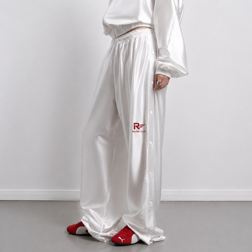 Çıtçıtlı Wide-Leg Pantolon (Beyaz)